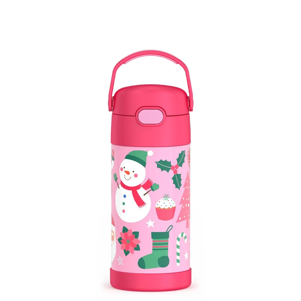 THERMOS 12oz FUNtainer® Water Bottle Pink Snowman