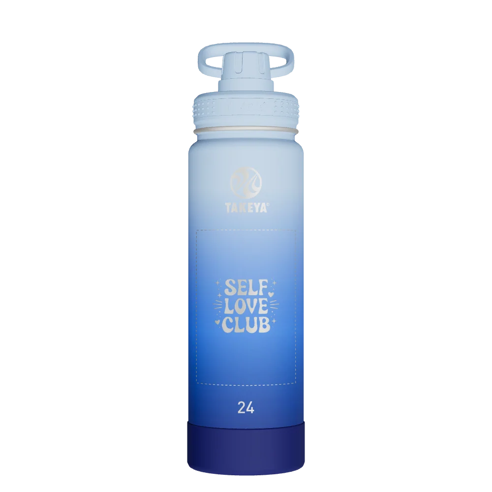 Takeya Actives Water Bottle With Spout Lid - 24oz Pacific Blue - Model 51396-TAKEYA-ACTIVES-WATER-BOTTLE-WITH-SPOUT-LID-CUSTOMIZED-19-24OZ-PACIFIC-BLUE