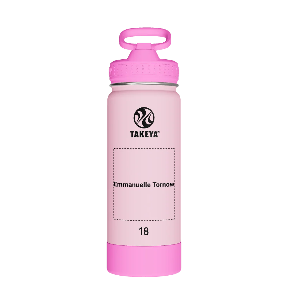Takeya Actives Kids Glow In The Dark Water Bottle With Straw Lid - 18oz Summer Glow Pink - Model 51076-TAKEYA-ACTIVES-KIDS-GLOW-IN-THE-DARK-WATER-BOTTLE-WITH-STRAW-LID-CUSTOMIZED-19-18OZ-SUMMER-GLOW-PINK