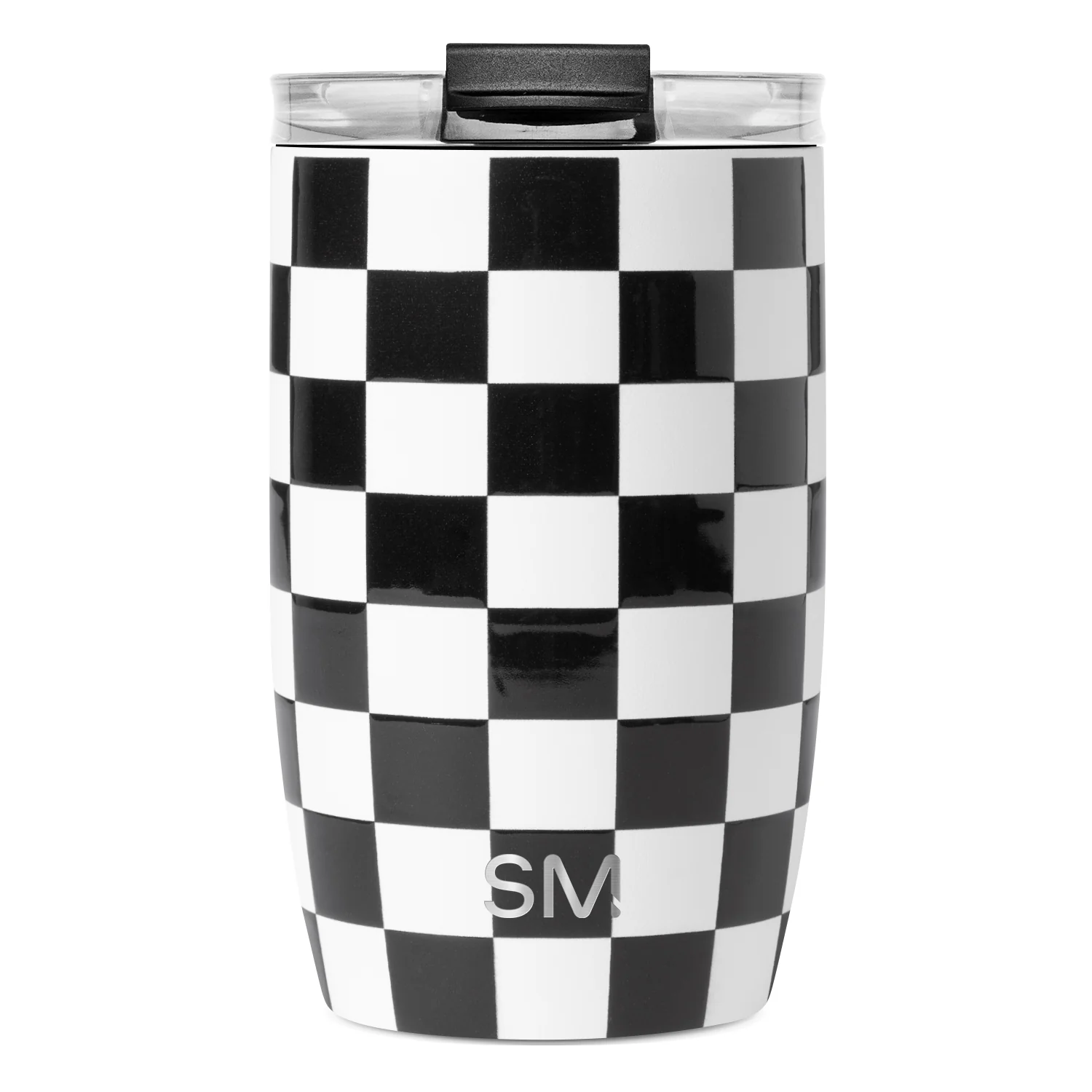 Simple Modern Voyager Tumbler with Clear Flip Lid & Straw - 12oz Black and White Checkmate