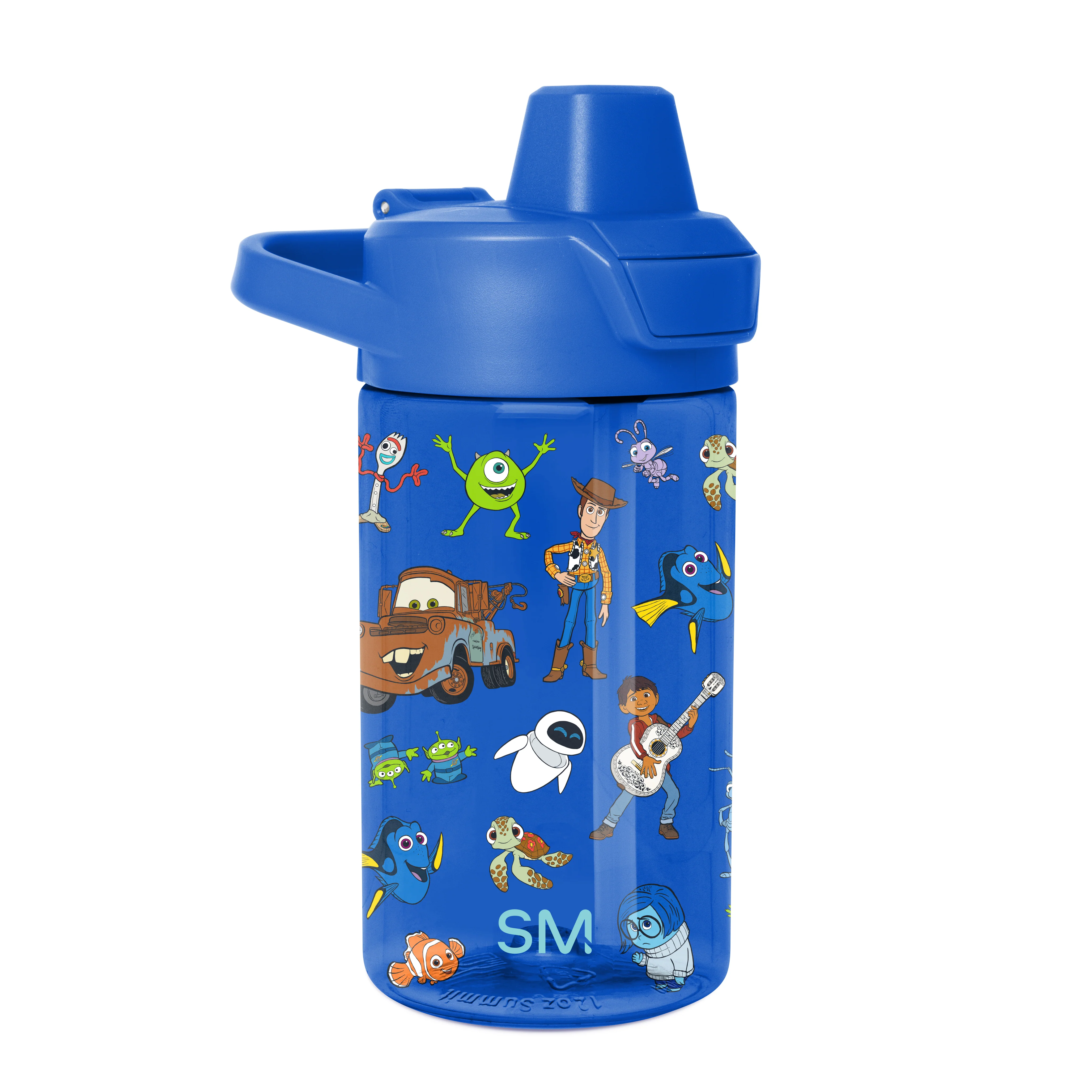 Simple Modern Summit Kids Plastic Water Bottle with Simple Flip Straw Lid - 12oz Pixar Mashup on Blue