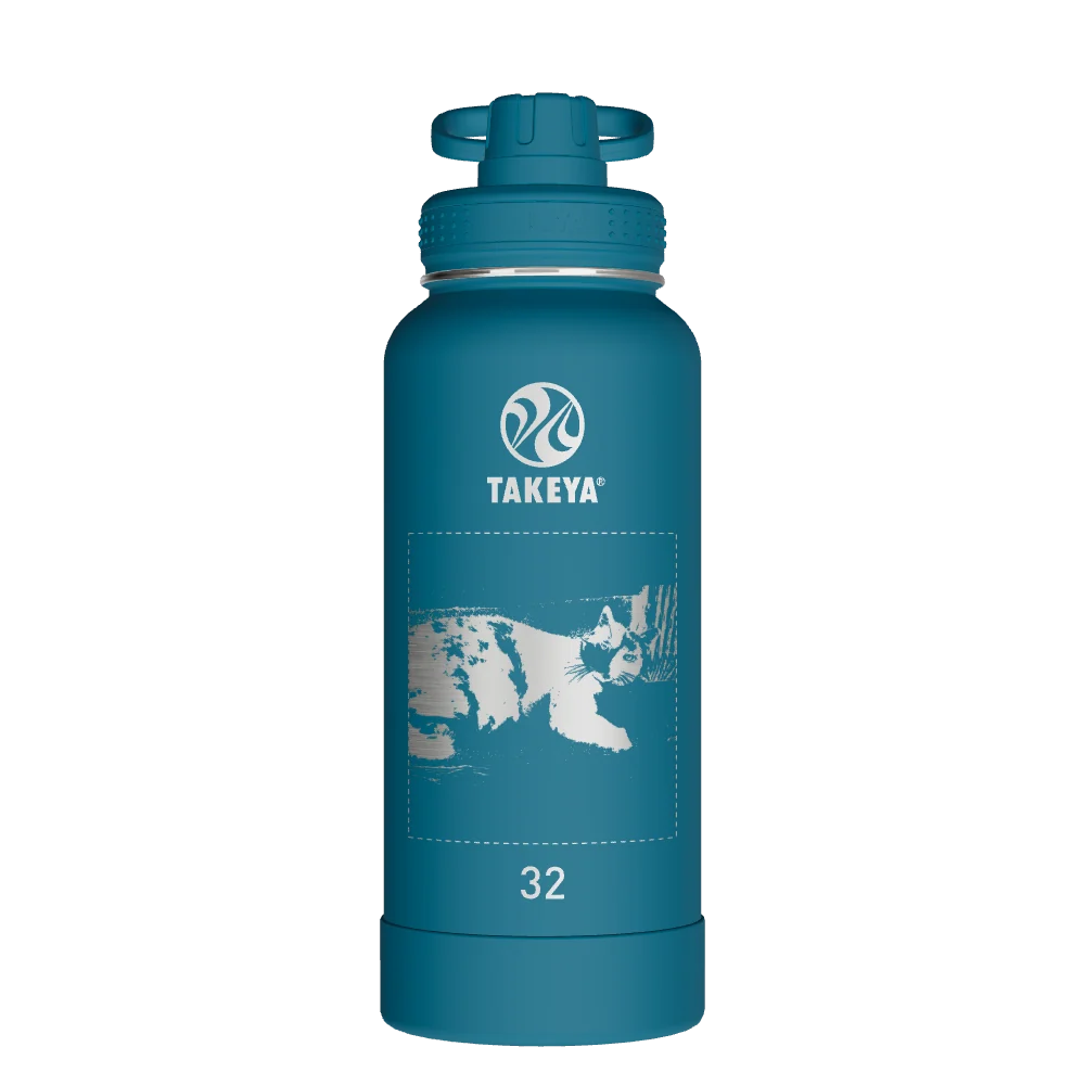 Takeya Actives Water Bottle With Spout Lid - 32oz Mystic Blue - Model 51308-TAKEYA-ACTIVES-WATER-BOTTLE-WITH-SPOUT-LID-CUSTOMIZED-260-32OZ-MYSTIC-BLUE