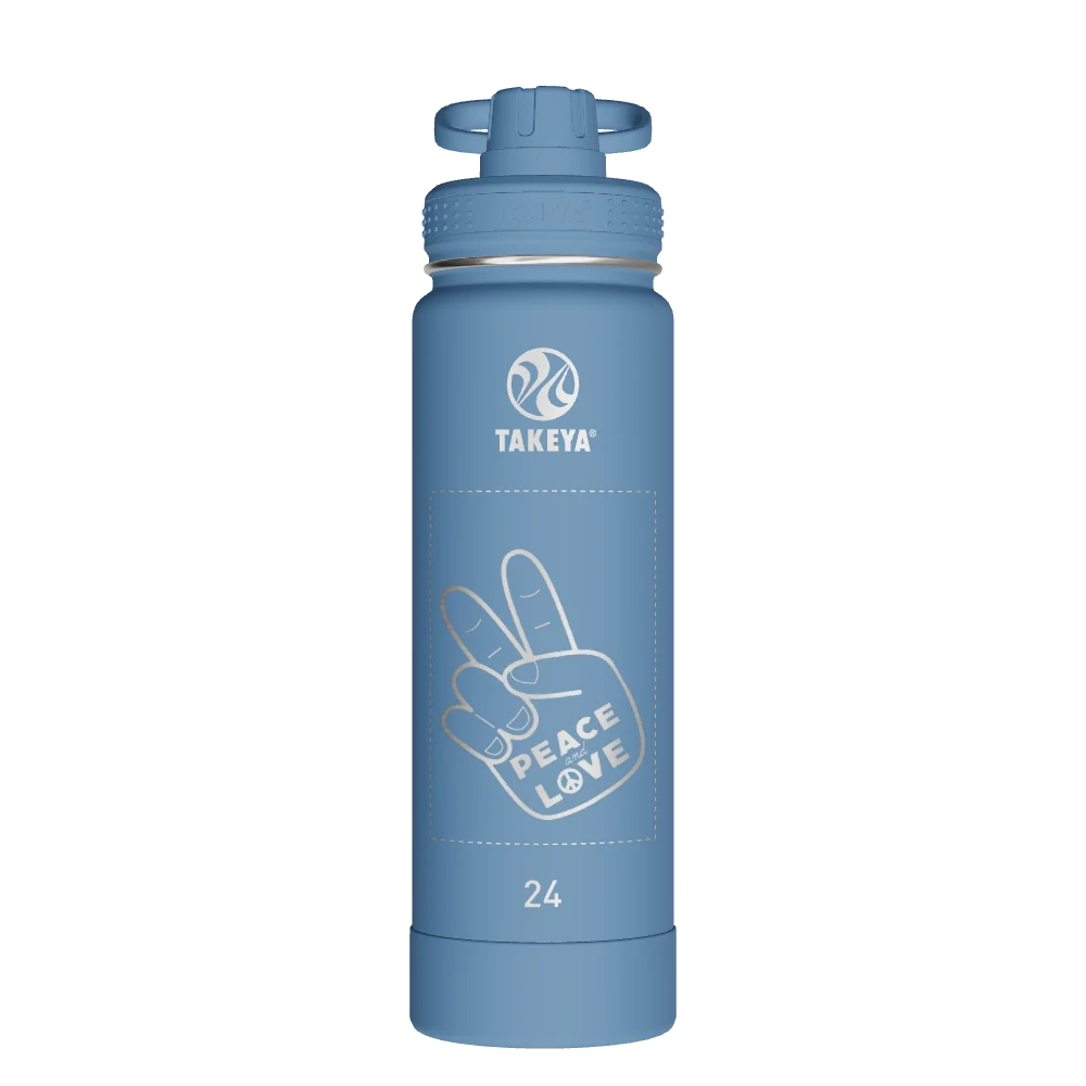 Takeya Actives Water Bottle With Spout Lid - 24oz Bluestone - Model 51216-TAKEYA-ACTIVES-WATER-BOTTLE-WITH-SPOUT-LID-CUSTOMIZED-201-24OZ-BLUESTONE