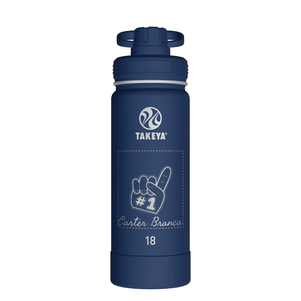 Takeya Actives Water Bottle With Spout Lid - 18oz Midnight - Model 51064-TAKEYA-ACTIVES-WATER-BOTTLE-WITH-SPOUT-LID-CUSTOMIZED-158-18OZ-MIDNIGHT