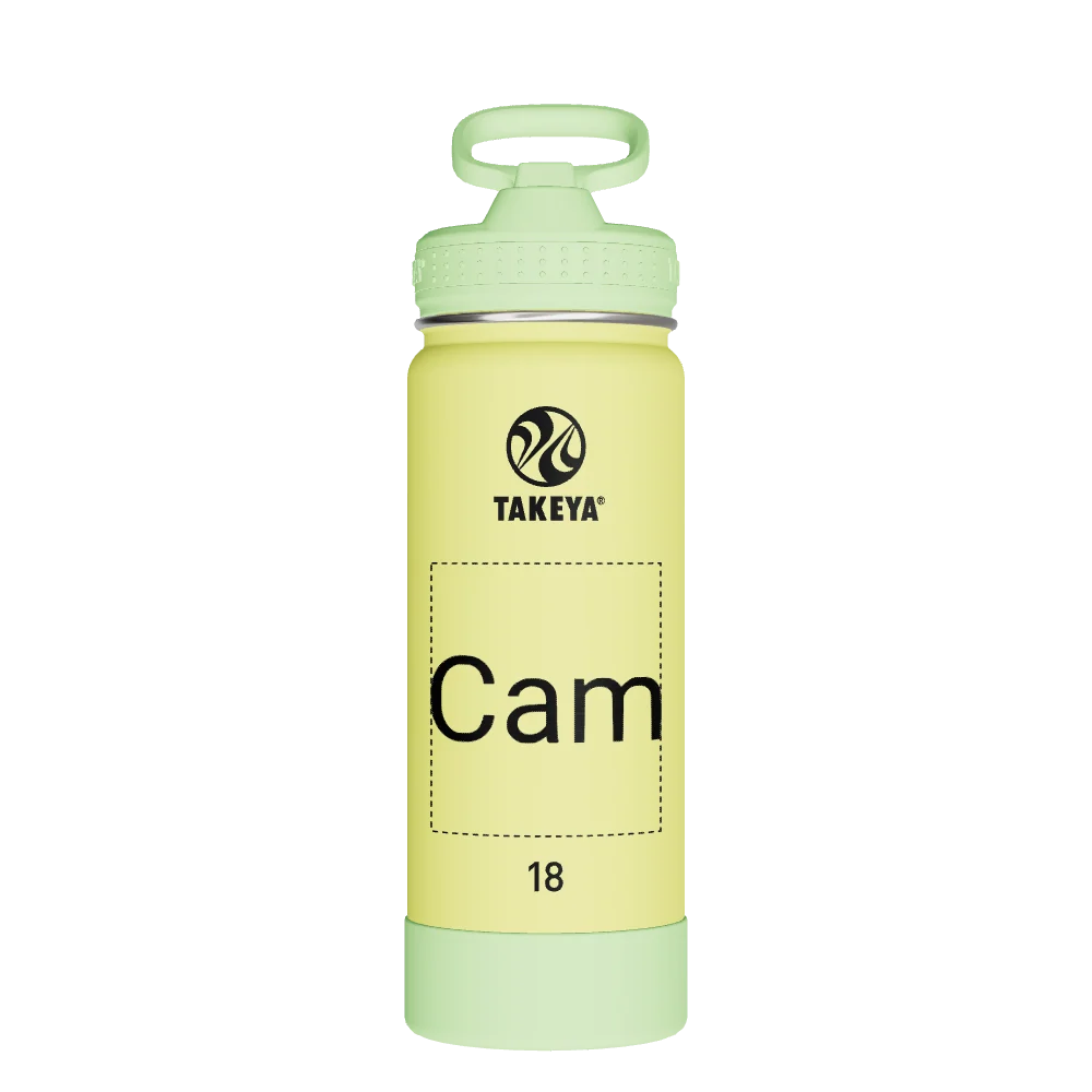 Takeya Actives Kids Glow In The Dark Water Bottle With Straw Lid - 18oz Lightning Green - Model 51075-TAKEYA-ACTIVES-KIDS-GLOW-IN-THE-DARK-WATER-BOTTLE-WITH-STRAW-LID-CUSTOMIZED-29-18OZ-LIGHTNING-GREEN