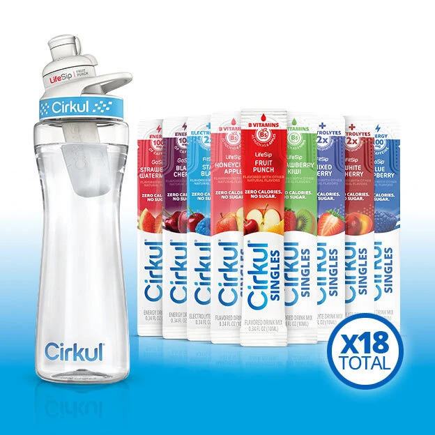 Cirkul 22oz. Plastic Bottle & LifeSip® Fruit Punch