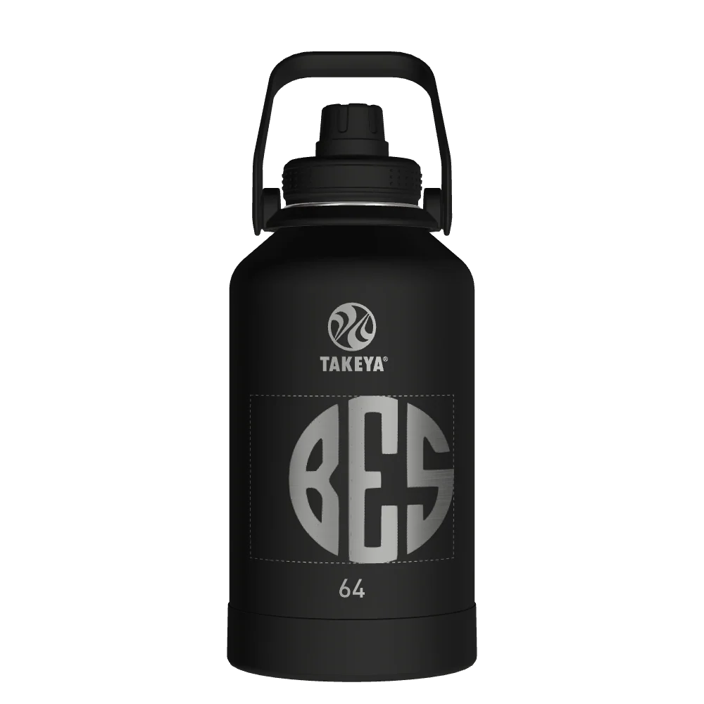 Takeya Actives Water Bottle With Spout Lid - 64oz Onyx - Model 51116-TAKEYA-ACTIVES-WATER-BOTTLE-WITH-SPOUT-LID-CUSTOMIZED-256-64OZ-ONYX
