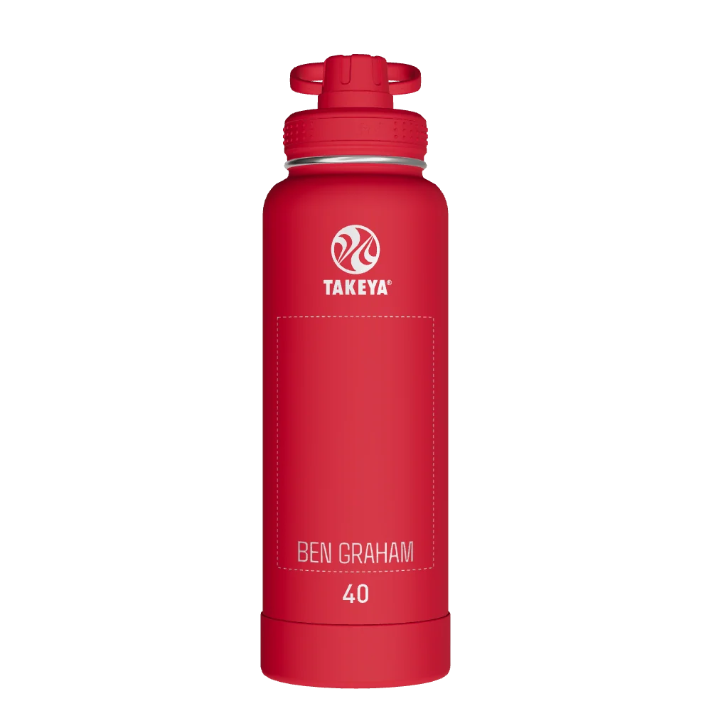 Takeya Actives Water Bottle With Spout Lid - 40oz Watermelon - Model 51005-TAKEYA-ACTIVES-WATER-BOTTLE-WITH-SPOUT-LID-CUSTOMIZED-380-40OZ-WATERMELON