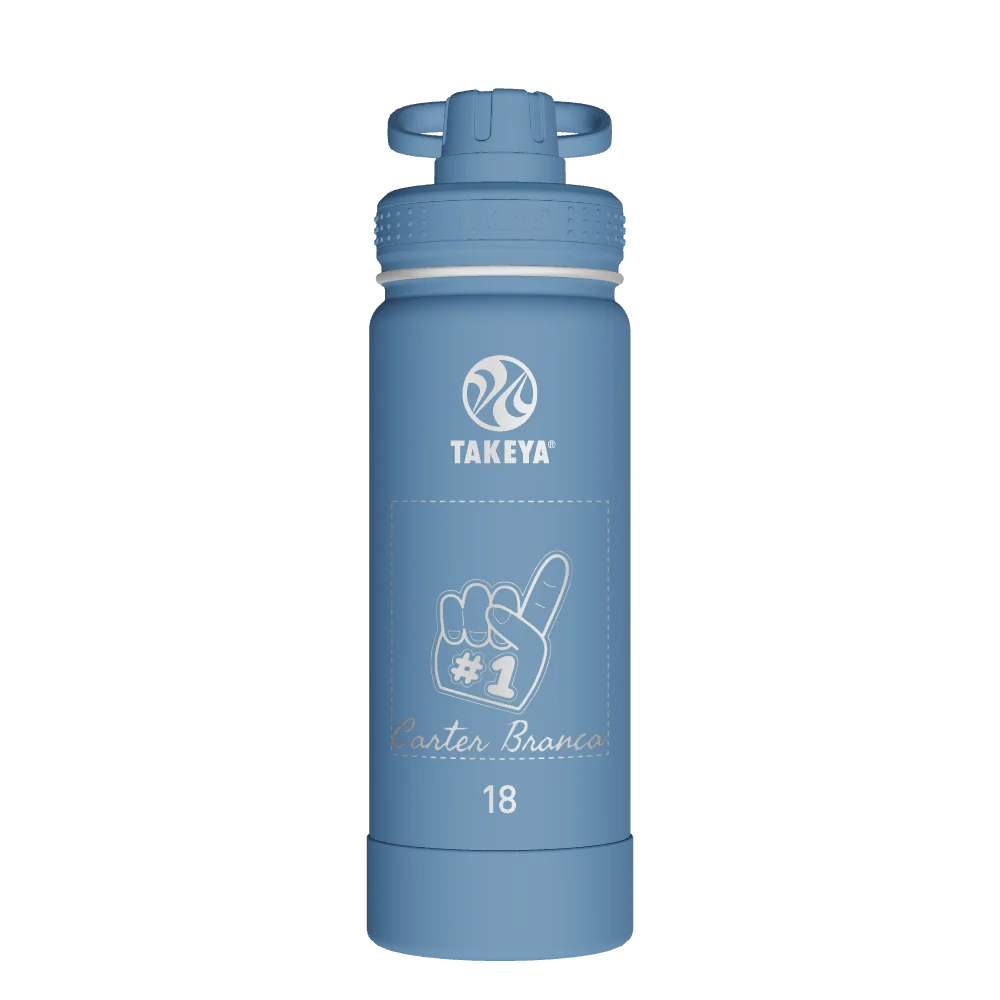 Takeya Actives Water Bottle With Spout Lid - 18oz Bluestone - Model 51214-TAKEYA-ACTIVES-WATER-BOTTLE-WITH-SPOUT-LID-CUSTOMIZED-161-18OZ-BLUESTONE