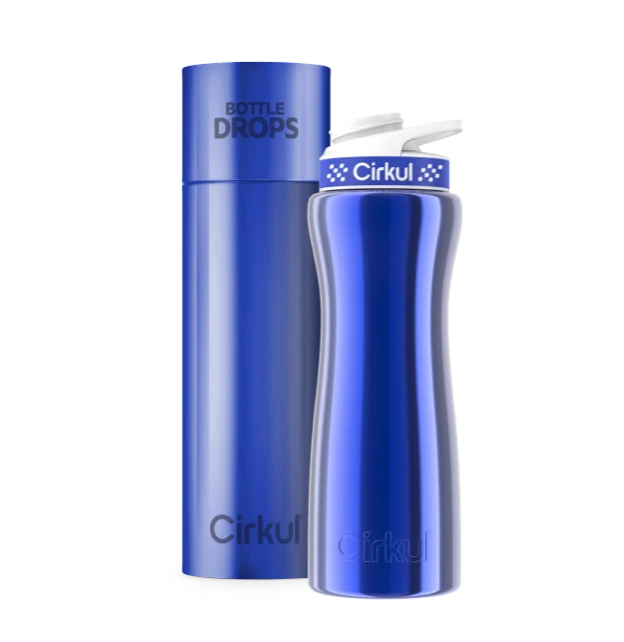 Cirkul Limited Edition: 22oz. Blue Chrome Stainless Steel Bottle & Lid