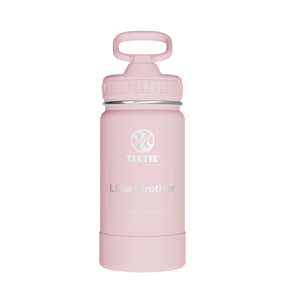 Takeya Actives Kids Water Bottle With Straw Lid - 14oz Blush - Model 51141-TAKEYA-ACTIVES-KIDS-WATER-BOTTLE-WITH-STRAW-LID-CUSTOMIZED-61-14OZ-BLUSH