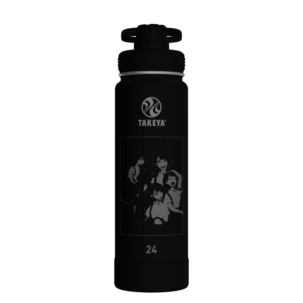 Takeya Actives Water Bottle With Spout Lid - 24oz Onyx - Model 51040-TAKEYA-ACTIVES-WATER-BOTTLE-WITH-SPOUT-LID-CUSTOMIZED-442-24OZ-ONYX