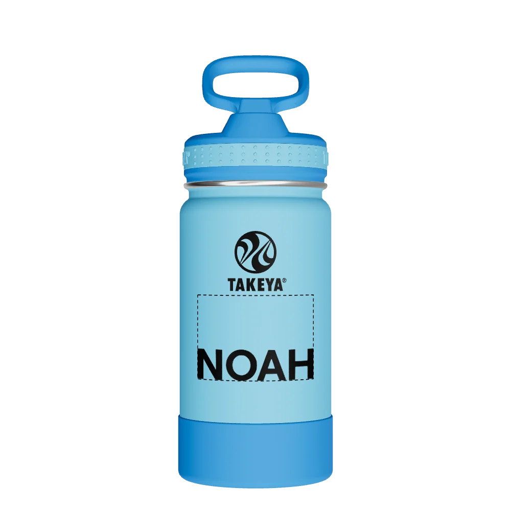 Takeya Actives Kids Water Bottle With Straw Lid - 14oz Atlantic/SailBlue - Model 50314-TAKEYA-ACTIVES-KIDS-WATER-BOTTLE-WITH-STRAW-LID-CUSTOMIZED-72-14OZ-ATLANTIC-SAILBLUE