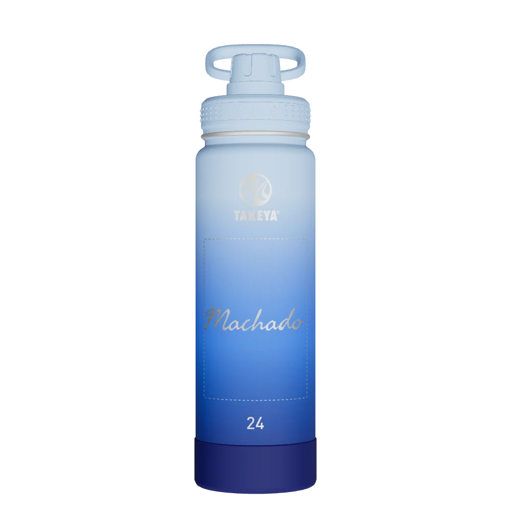 Takeya Actives Water Bottle With Spout Lid - 24oz Pacific Blue - Model 51396-TAKEYA-ACTIVES-WATER-BOTTLE-WITH-SPOUT-LID-CUSTOMIZED-278-24OZ-PACIFIC-BLUE