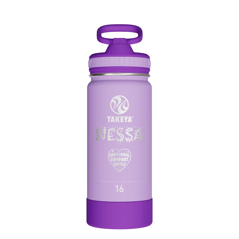 Takeya Actives Kids Water Bottle With Straw Lid - 16oz Lilac/Ultraviolet - Model 52403-TAKEYA-ACTIVES-KIDS-WATER-BOTTLE-WITH-STRAW-LID-CUSTOMIZED-81-16OZ-LILAC-ULTRAVIOLET