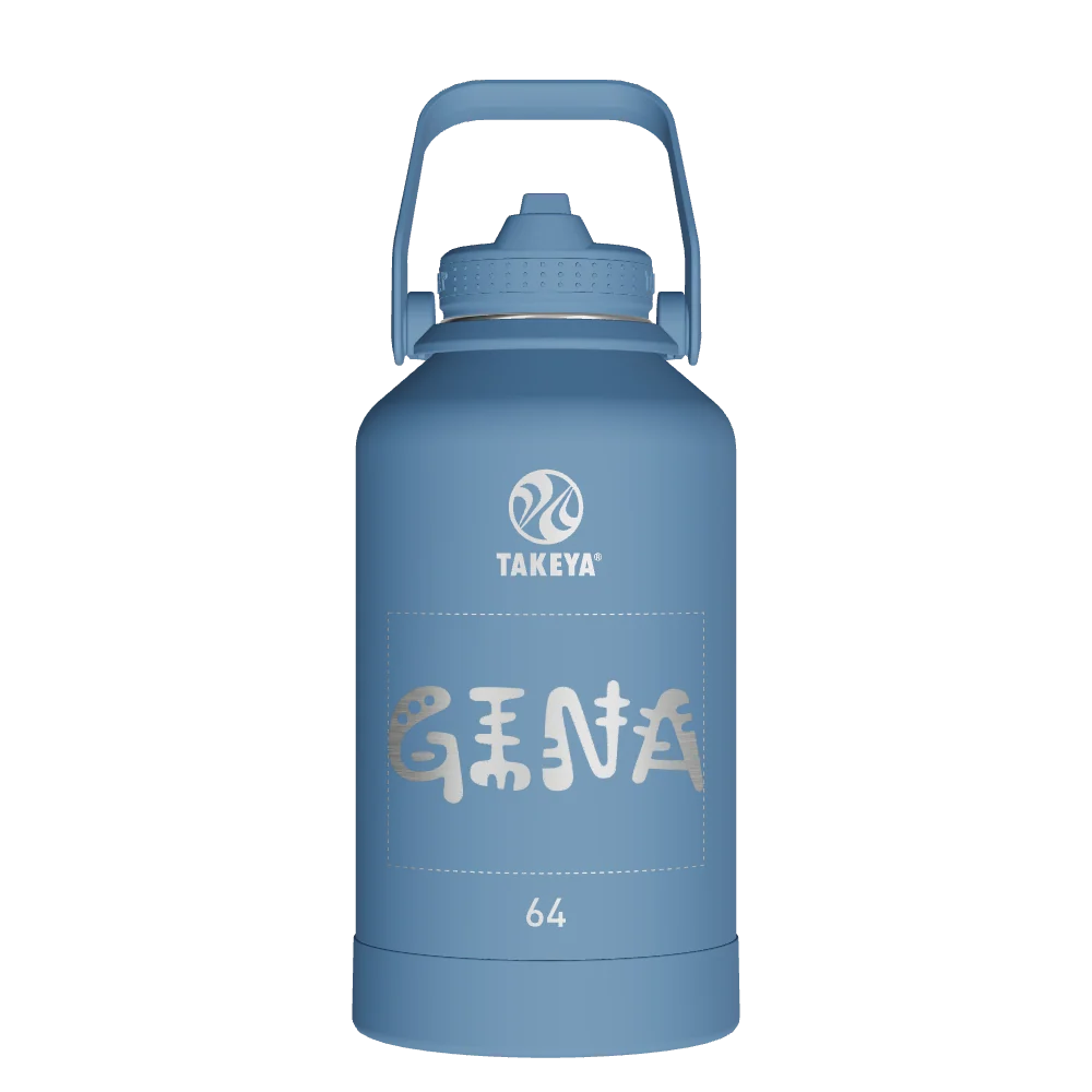 Takeya Actives Water Bottle With Straw Lid - 64oz Bluestone - Model 51190-TAKEYA-ACTIVES-WATER-BOTTLE-WITH-STRAW-LID-CUSTOMIZED-90-64OZ-BLUESTONE